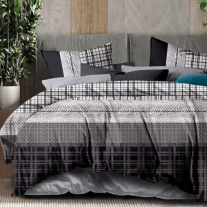 Monochrome Symphony Bed Sheet Set - Without Filling - 6 Pcs - 4 Pillow Covers - 1 Bedsheet - 1 Duvet Cover