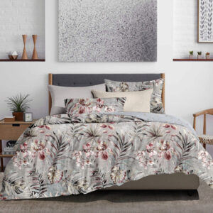 Scarlet Blooms Single Bed Sheet Set - Without Filling- 4 Pcs - 2 Pillow Covers - 1 Bedsheet - 1 Duvet Cover